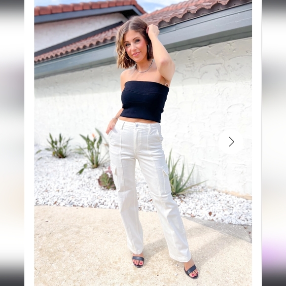 Judy Blue White High Rise Cargo Straight Jeans - Picture 5 of 10